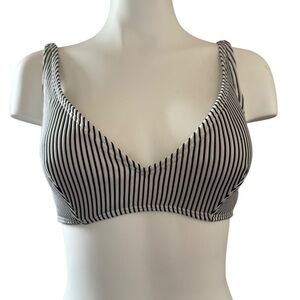 Roxy Navy & White Striped Bralette swim top, cups, Sz Medium